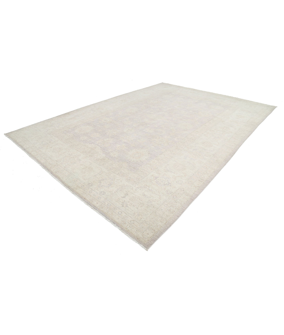 Hand Knotted Oushak Wool Rug - 9'11'' x 14'2'' 9'11'' x 14'2'' (298 X 425) / Grey / Ivory