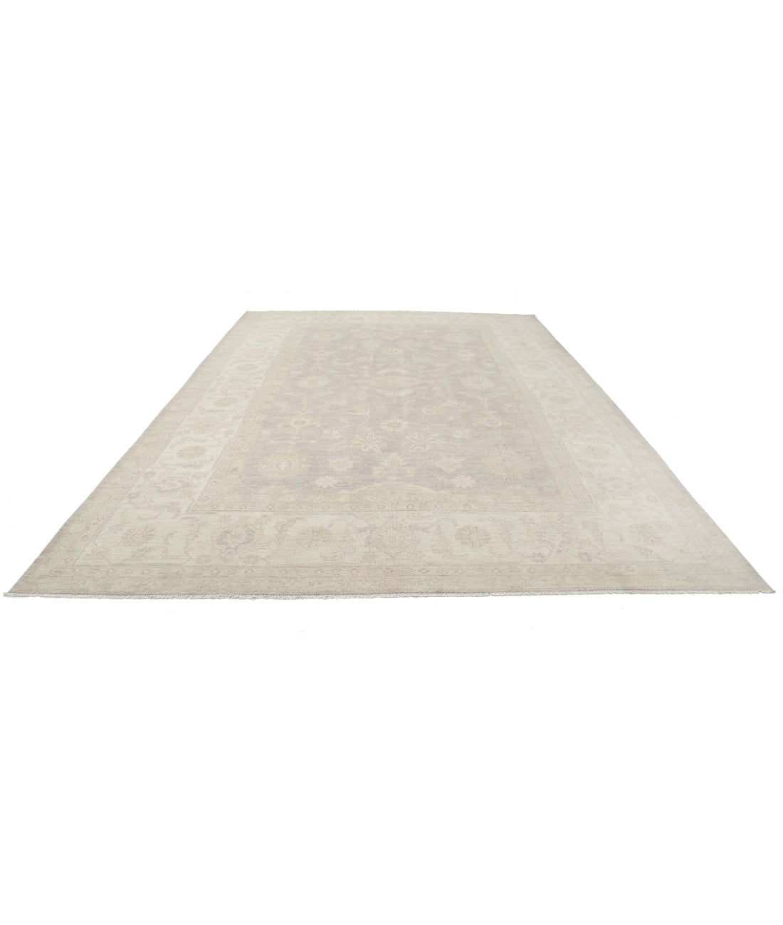 Hand Knotted Oushak Wool Rug - 9'11'' x 14'2'' 9'11'' x 14'2'' (298 X 425) / Grey / Ivory