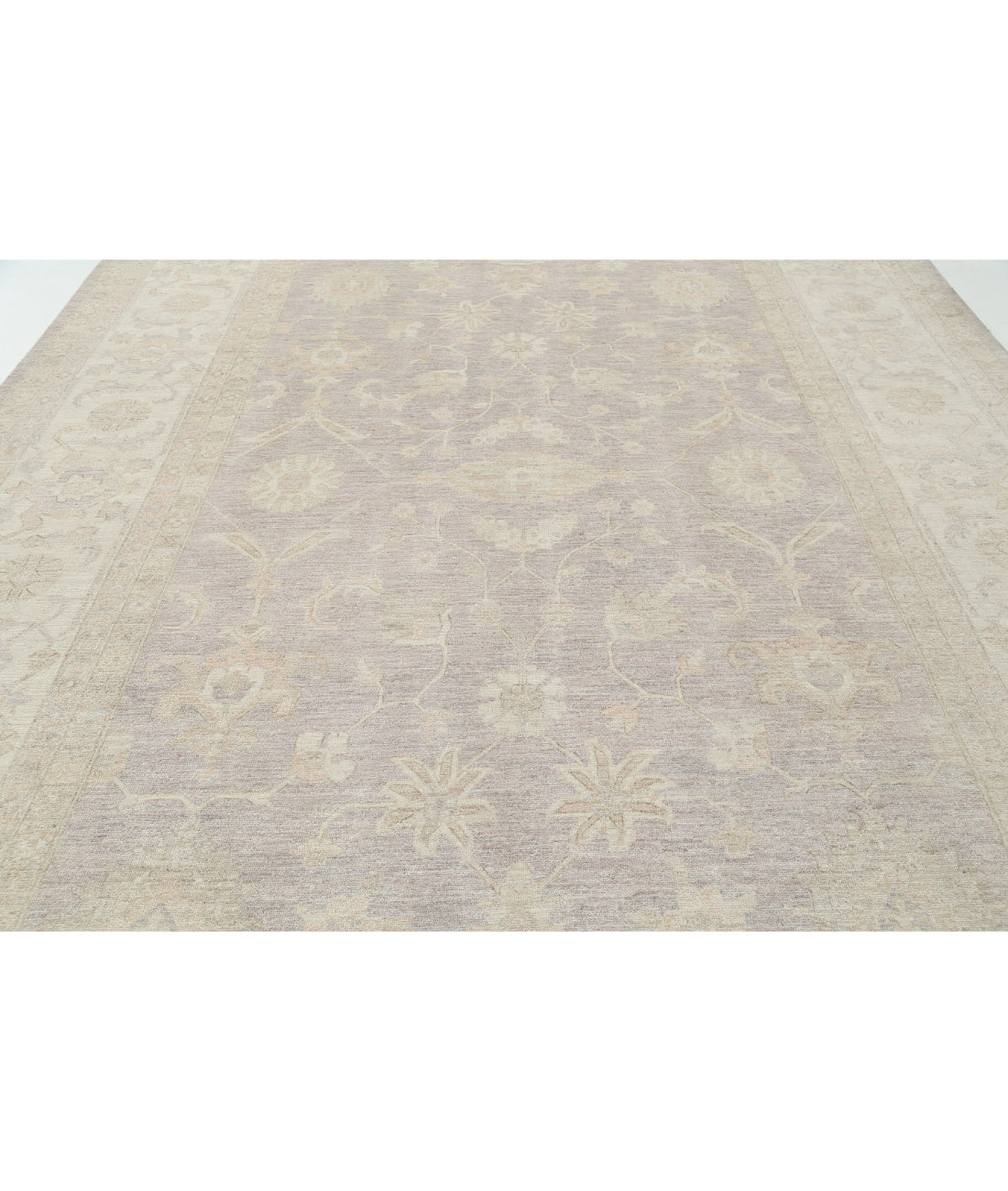 Hand Knotted Oushak Wool Rug - 9'11'' x 14'2'' 9'11'' x 14'2'' (298 X 425) / Grey / Ivory