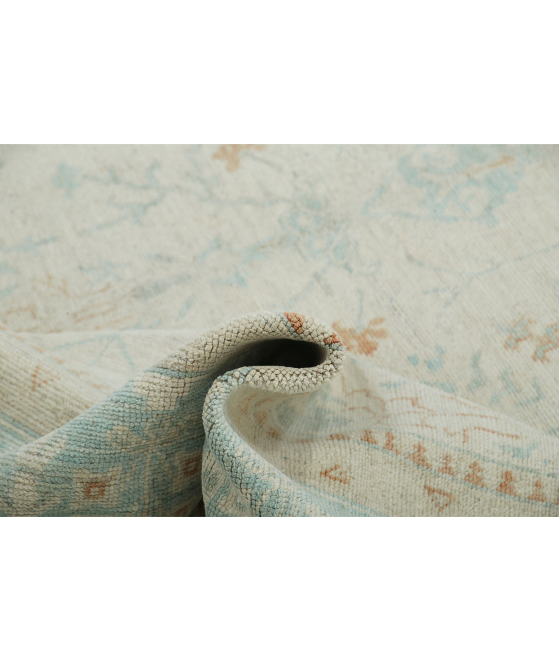 Hand Knotted Oushak Wool Rug - 9'1'' x 12'2'' 9'1'' x 12'2'' (273 X 365) / Ivory / Green