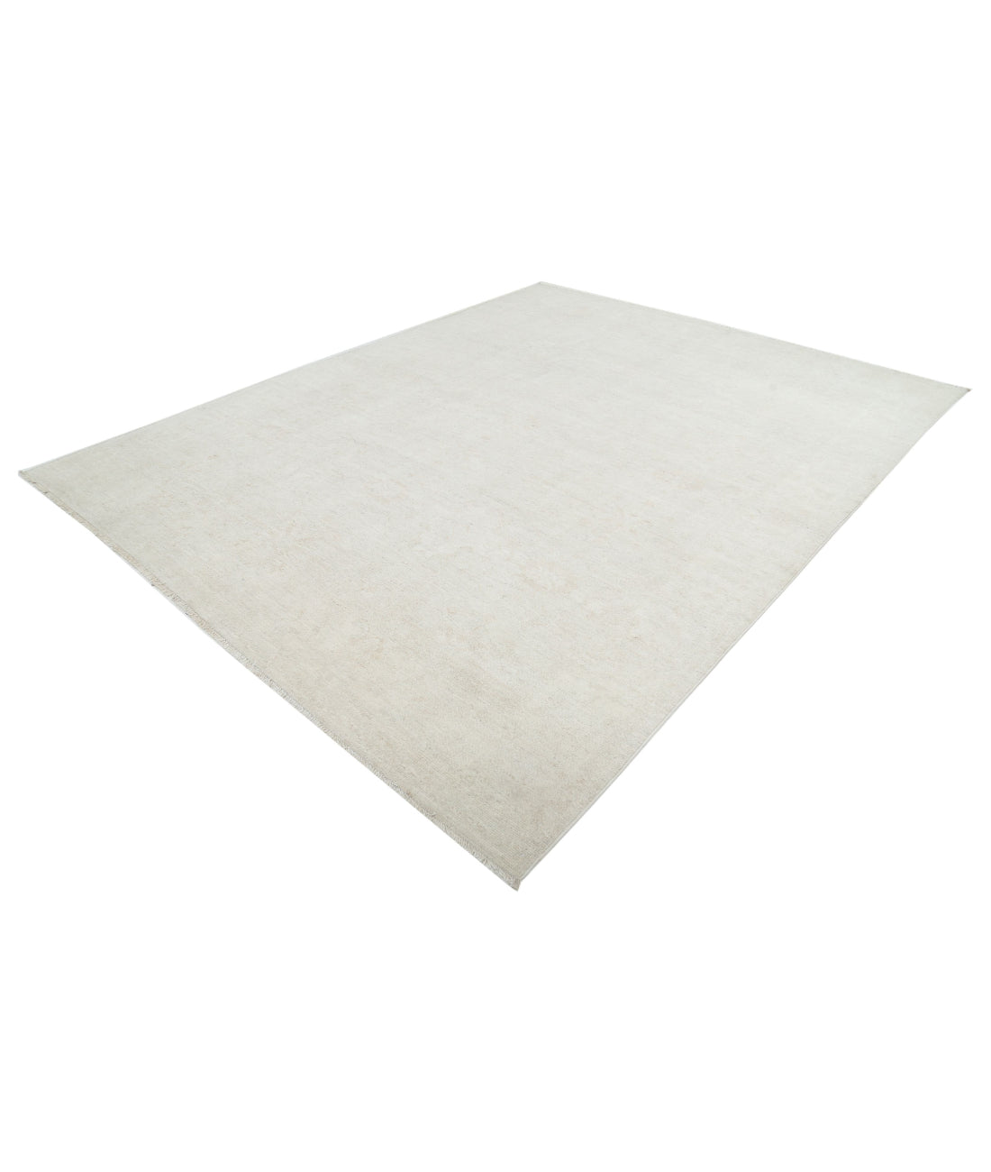 Hand Knotted Oushak Wool Rug - 9'0'' x 11'6'' 9'0'' x 11'6'' (270 X 345) / Ivory / Ivory
