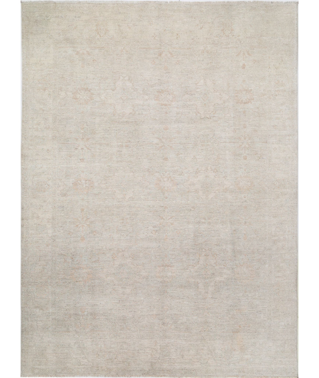 Hand Knotted Oushak Wool Rug - 9'0'' x 11'6''
