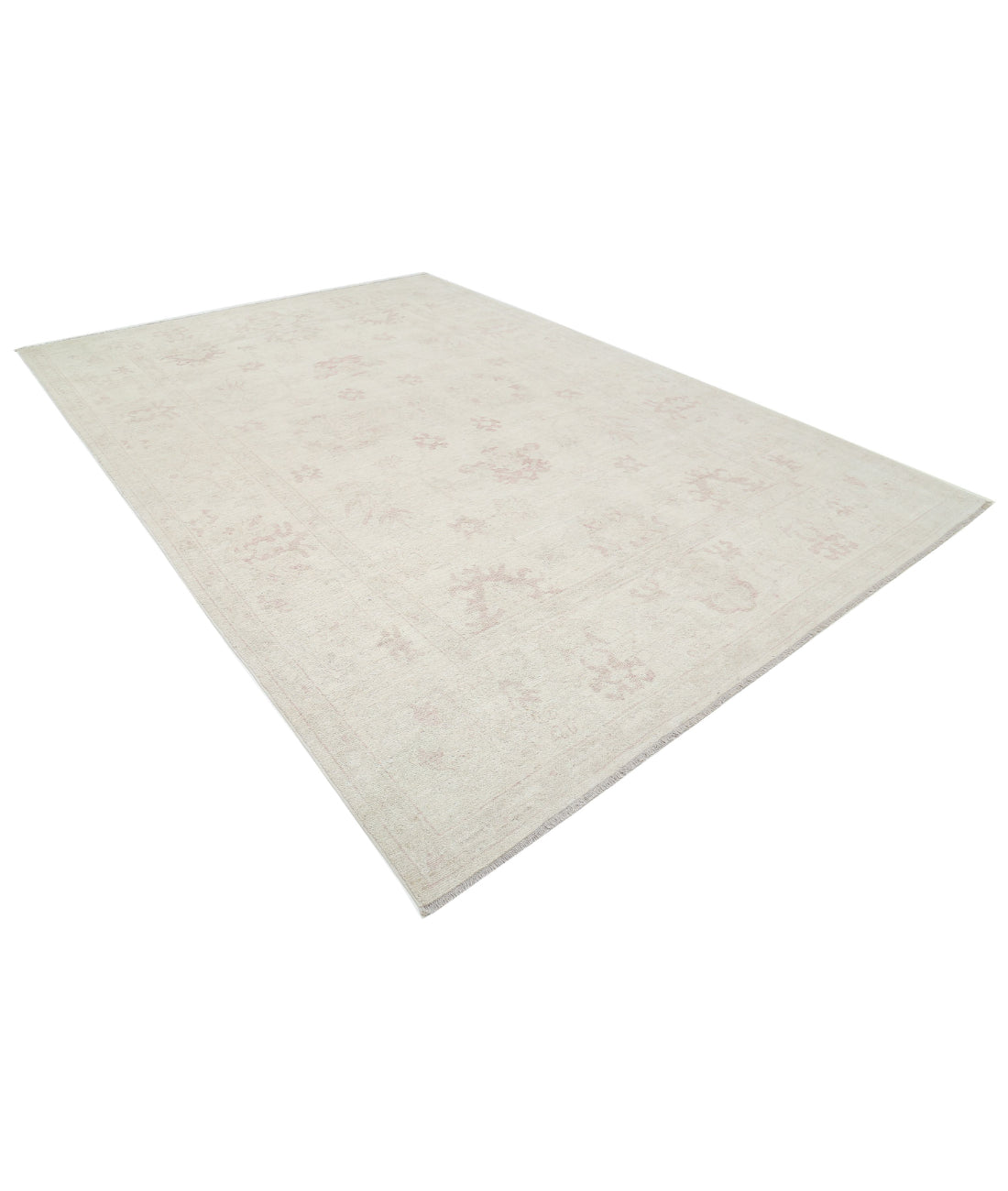 Hand Knotted Oushak Wool Rug - 8'6'' x 12'2'' 8'6'' x 12'2'' (255 X 365) / Ivory / Ivory