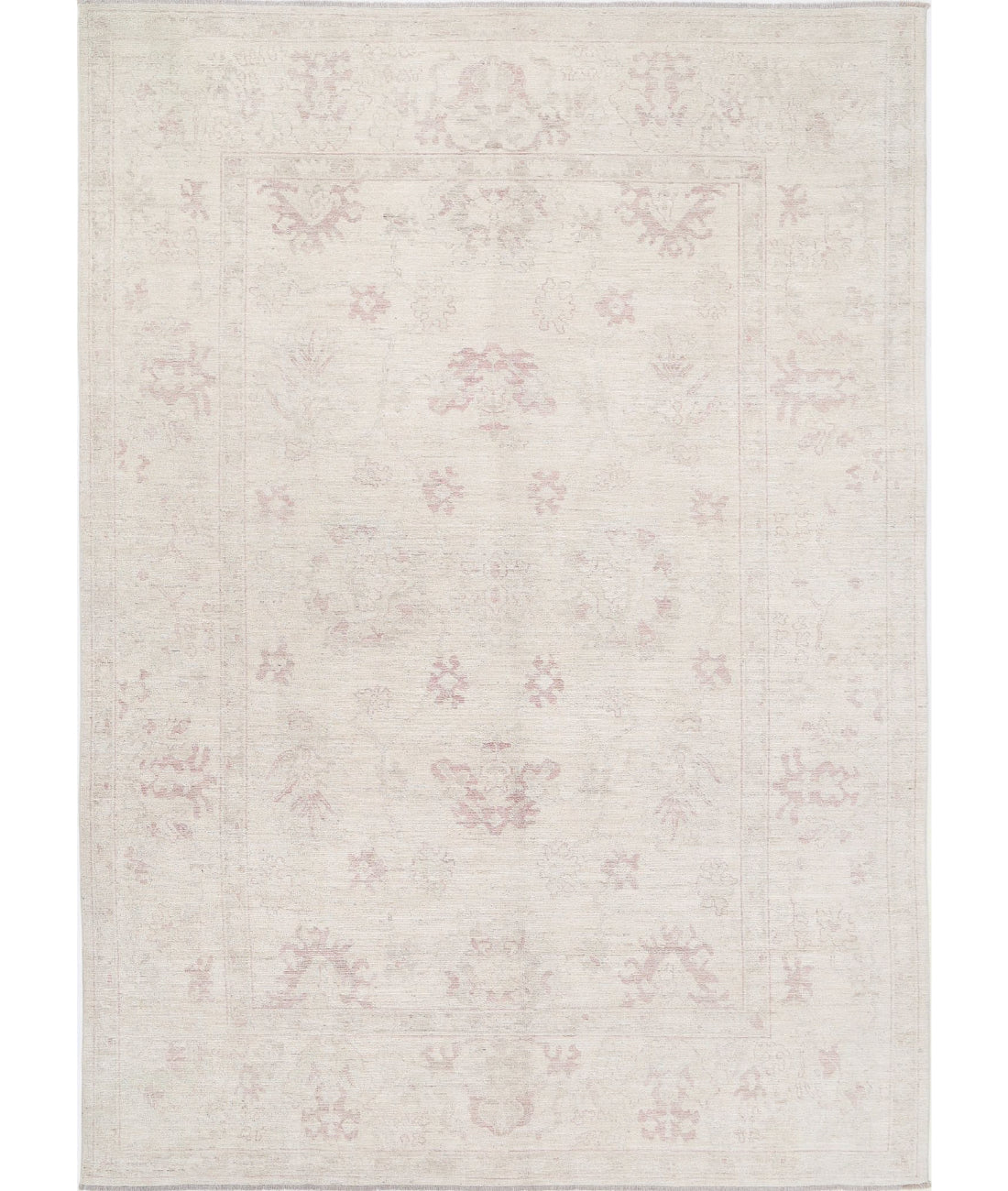 Hand Knotted Oushak Wool Rug - 8'6'' x 12'2''