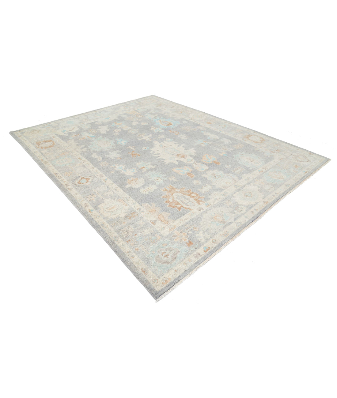 Hand Knotted Oushak Wool Rug - 8'0'' x 10'0'' 8'0'' x 10'0'' (240 X 300) / Grey / Grey