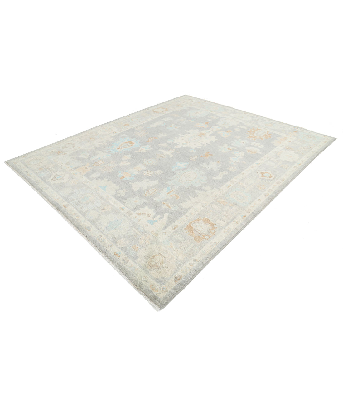 Hand Knotted Oushak Wool Rug - 8'0'' x 10'0'' 8'0'' x 10'0'' (240 X 300) / Grey / Grey