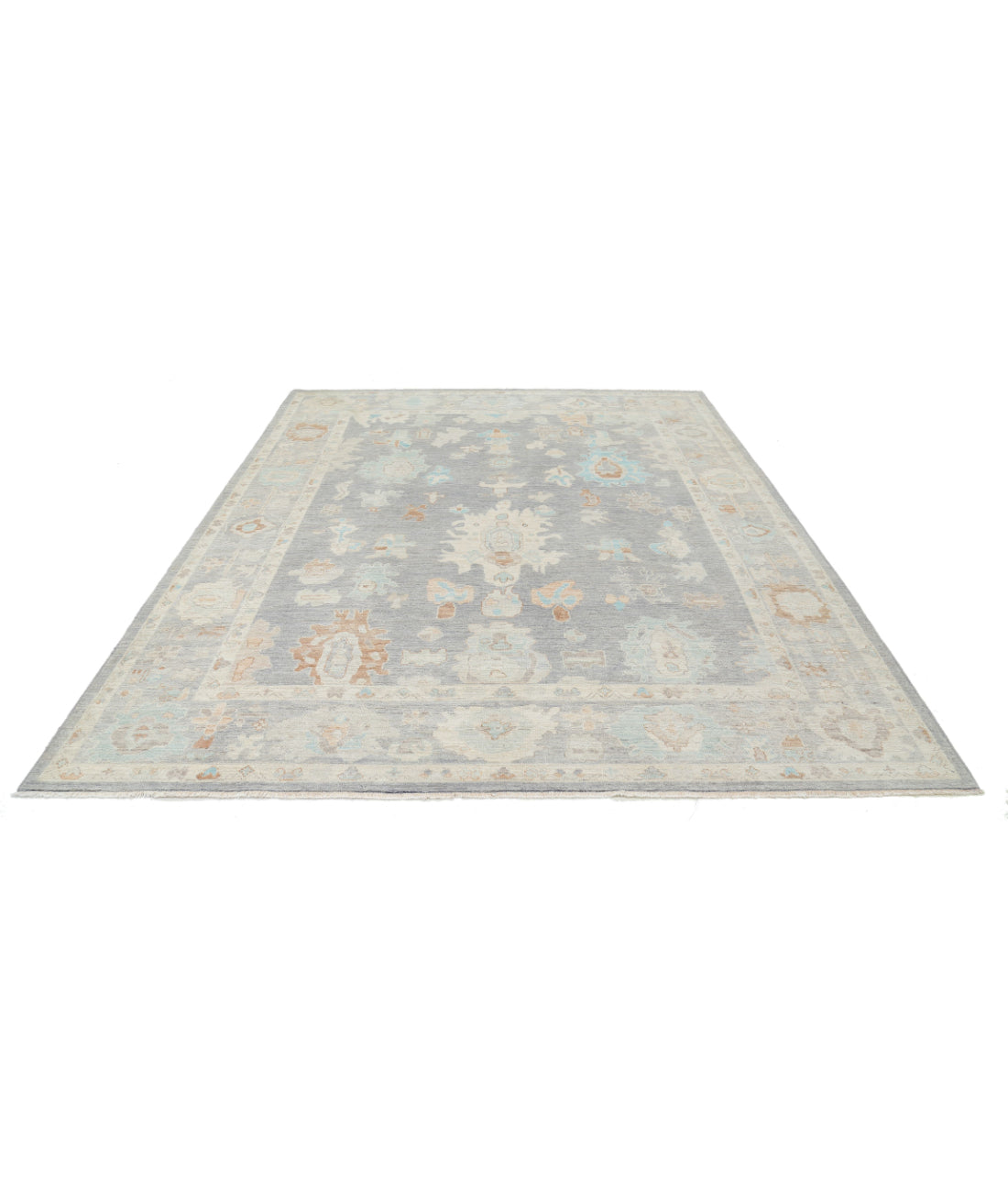 Hand Knotted Oushak Wool Rug - 8'0'' x 10'0'' 8'0'' x 10'0'' (240 X 300) / Grey / Grey