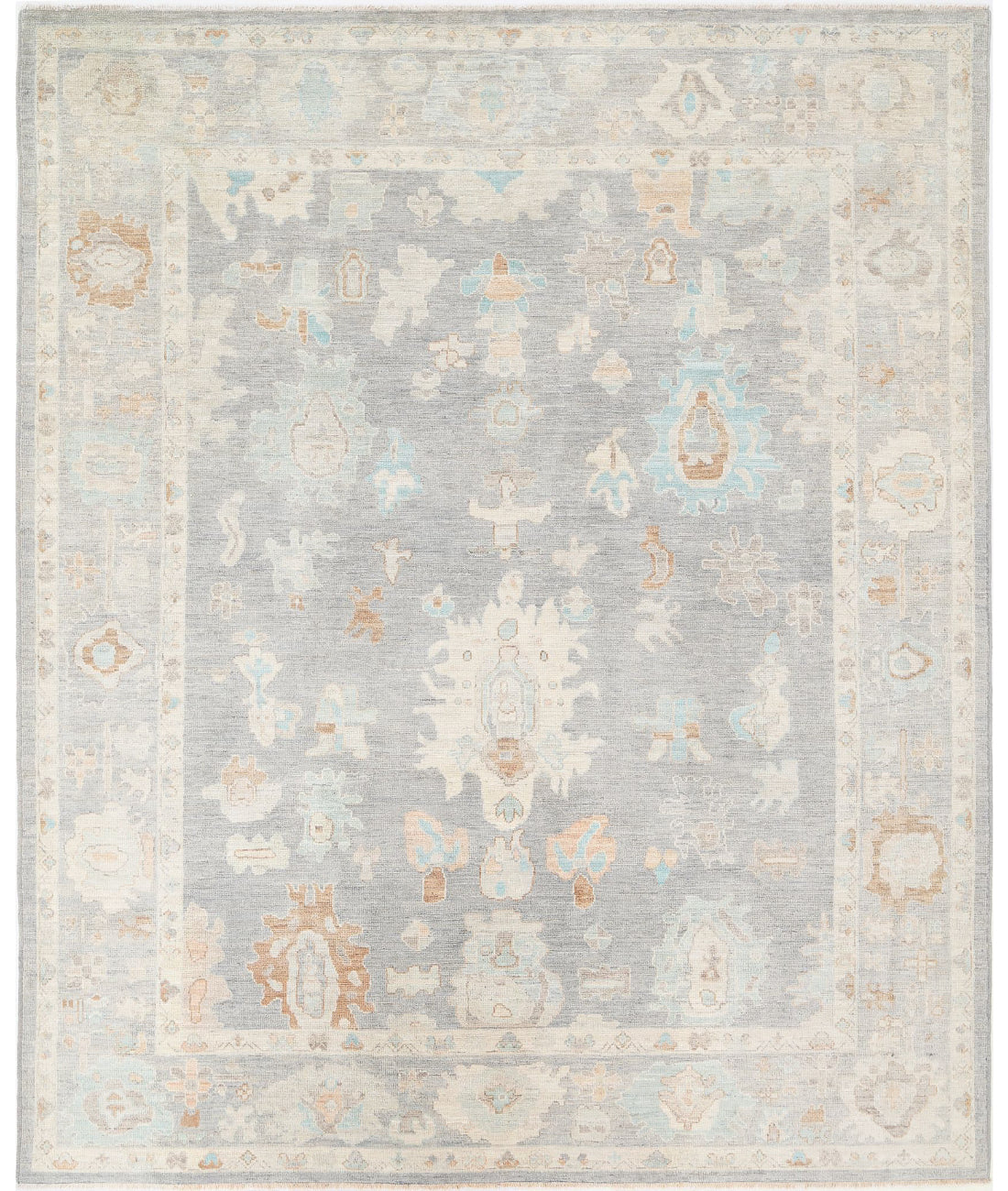 Hand Knotted Oushak Wool Rug - 8'0'' x 10'0''