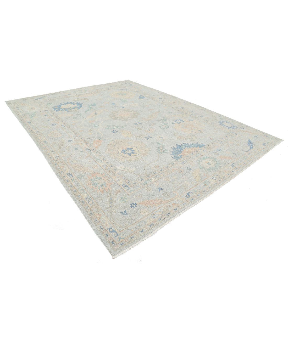 Hand Knotted Oushak Wool Rug - 10'0'' x 13'3'' 10'0'' x 13'3'' (300 X 398) / Grey / Grey