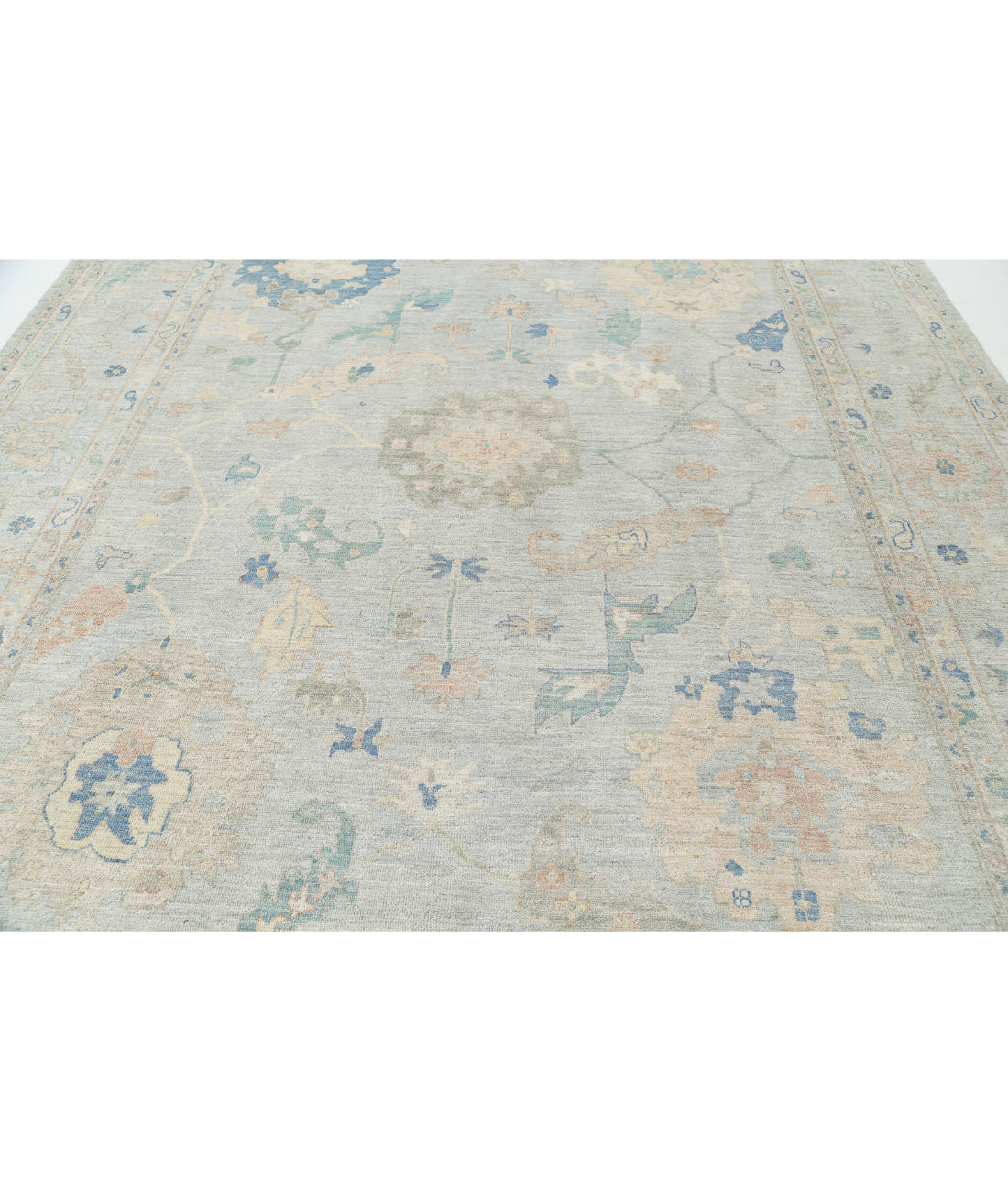 Hand Knotted Oushak Wool Rug - 10'0'' x 13'3'' 10'0'' x 13'3'' (300 X 398) / Grey / Grey