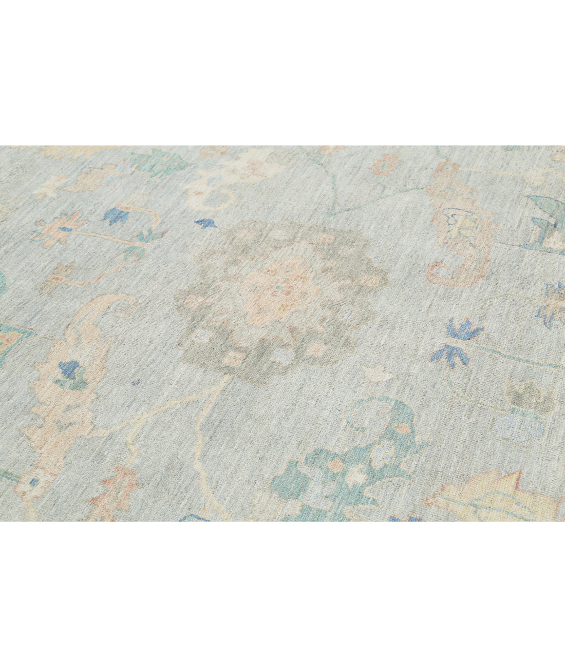 Hand Knotted Oushak Wool Rug - 10'0'' x 13'3'' 10'0'' x 13'3'' (300 X 398) / Grey / Grey