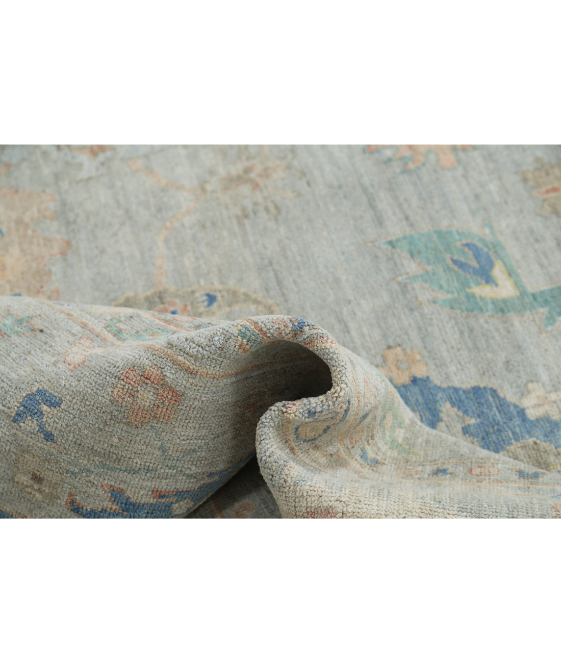 Hand Knotted Oushak Wool Rug - 10'0'' x 13'3'' 10'0'' x 13'3'' (300 X 398) / Grey / Grey