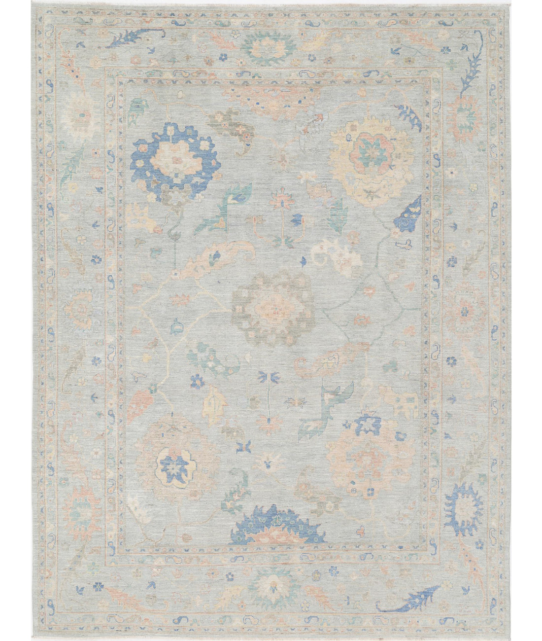 Hand Knotted Oushak Wool Rug - 10&#39;0&#39;&#39; x 13&#39;3&#39;&#39; 10&#39;0&#39;&#39; x 13&#39;3&#39;&#39; (300 X 398) / Grey / Grey