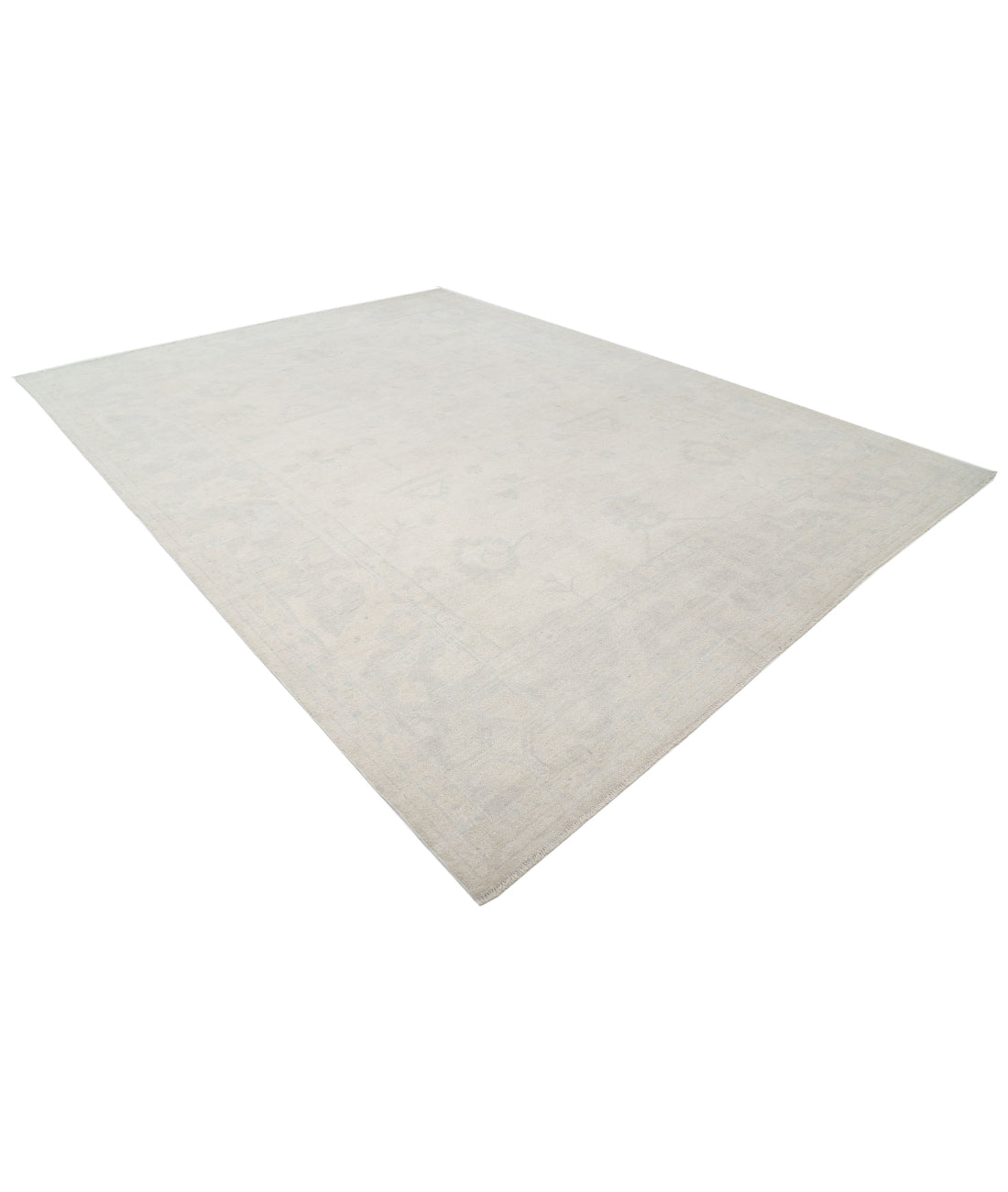 Hand Knotted Oushak Wool Rug - 10'6'' x 13'11'' 10'6'' x 13'11'' (315 X 418) / Ivory / Grey