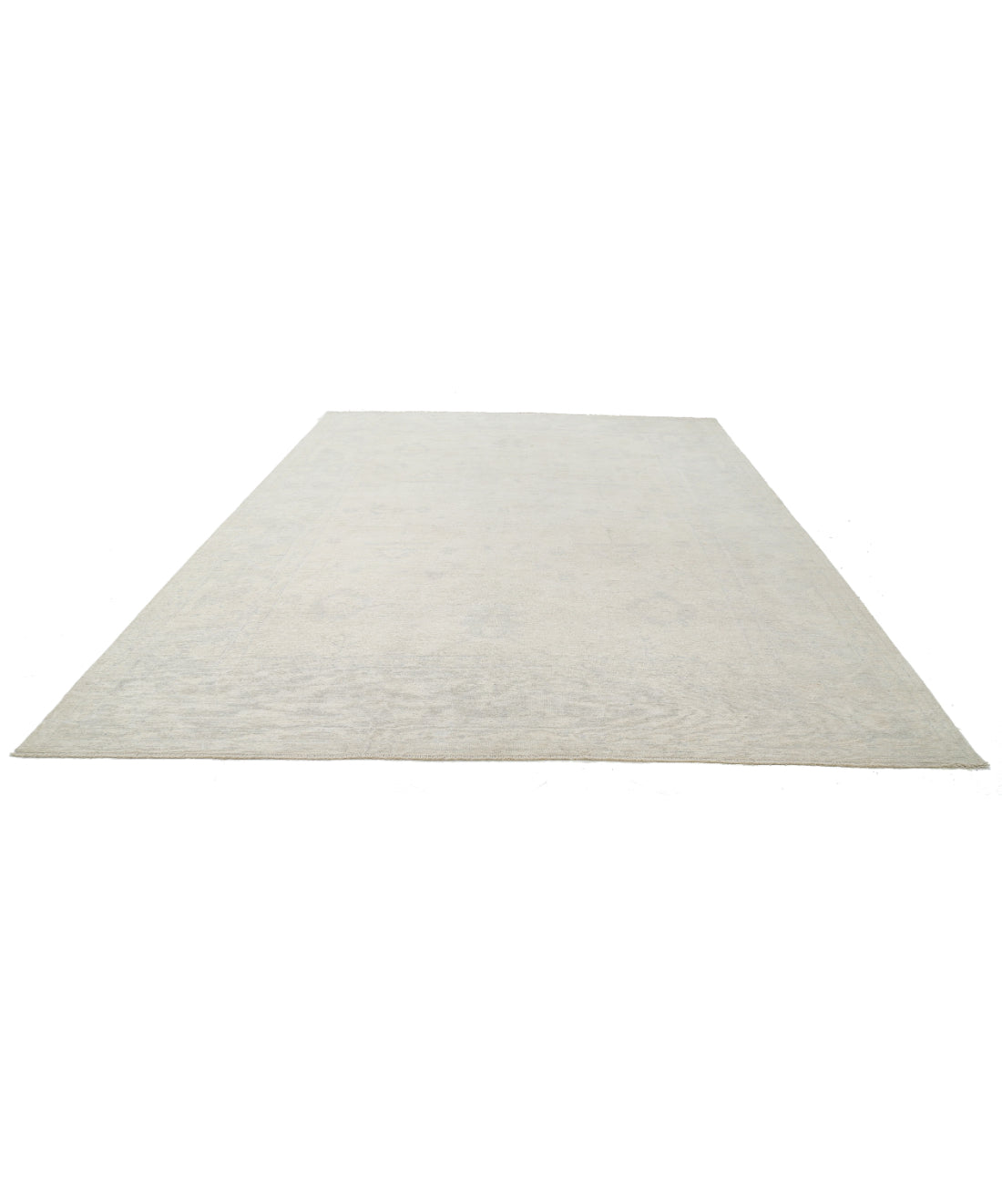 Hand Knotted Oushak Wool Rug - 10'6'' x 13'11'' 10'6'' x 13'11'' (315 X 418) / Ivory / Grey