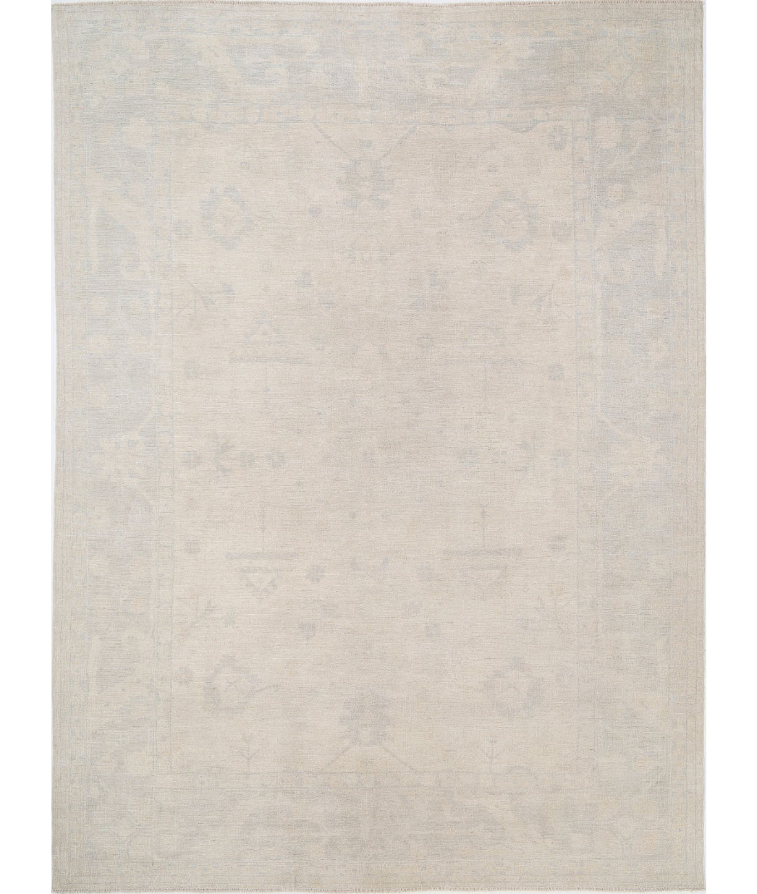 Hand Knotted Oushak Wool Rug - 10'6'' x 13'11''