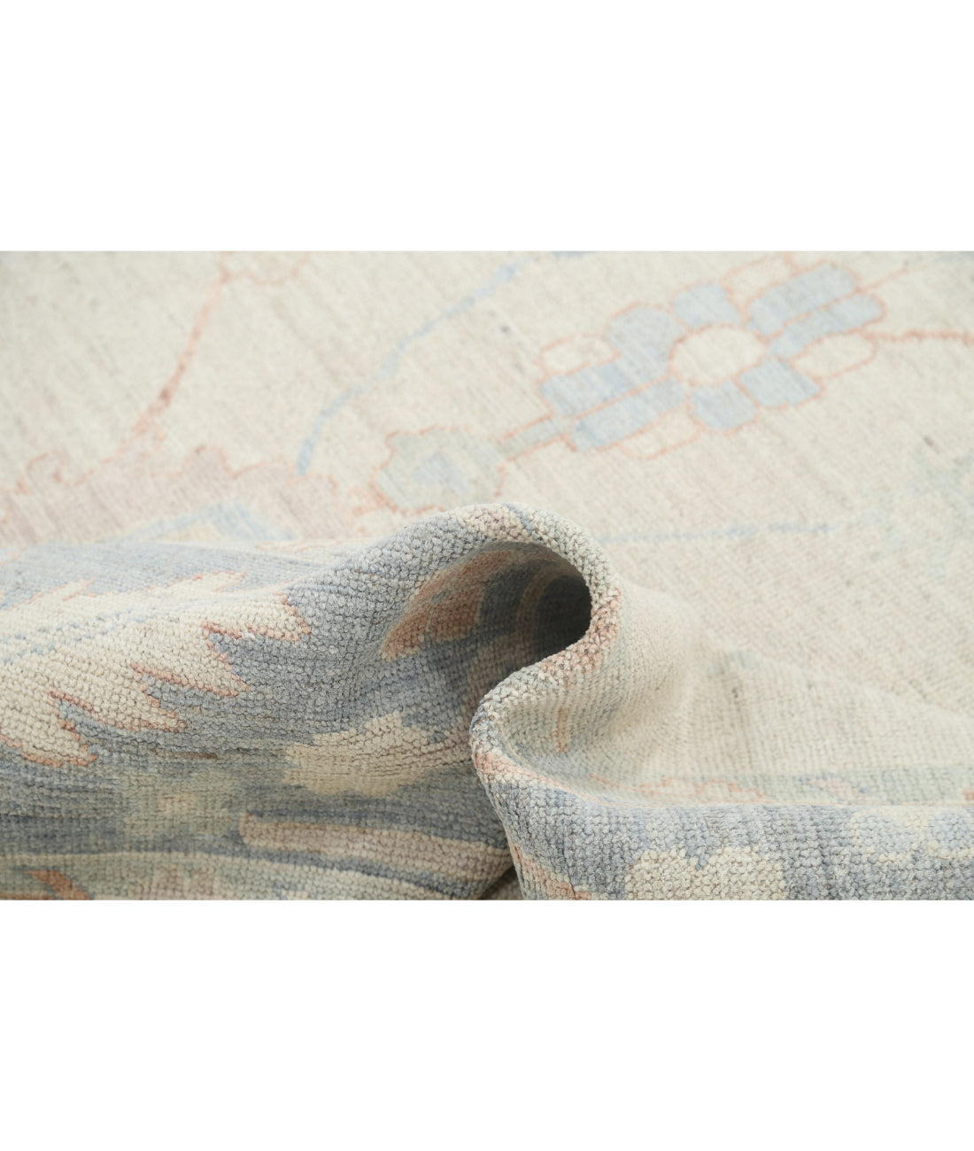 Hand Knotted Oushak Wool Rug - 9'0'' x 11'7'' 9'0'' x 11'7'' (270 X 348) / Silver / Grey