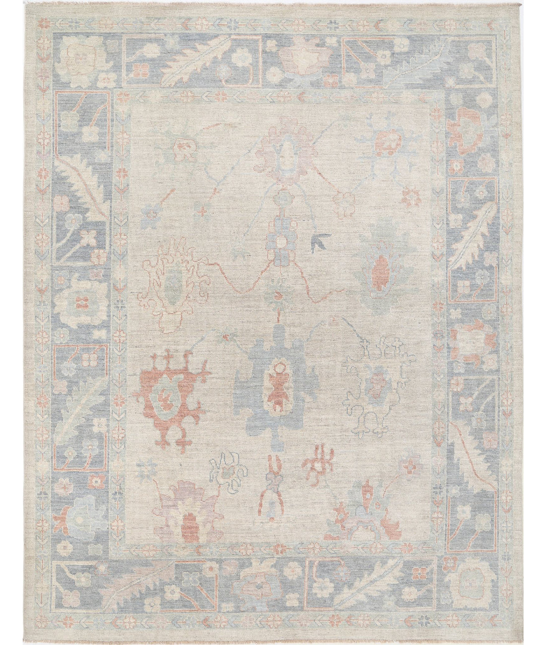 Hand Knotted Oushak Wool Rug - 9&#39;0&#39;&#39; x 11&#39;7&#39;&#39;