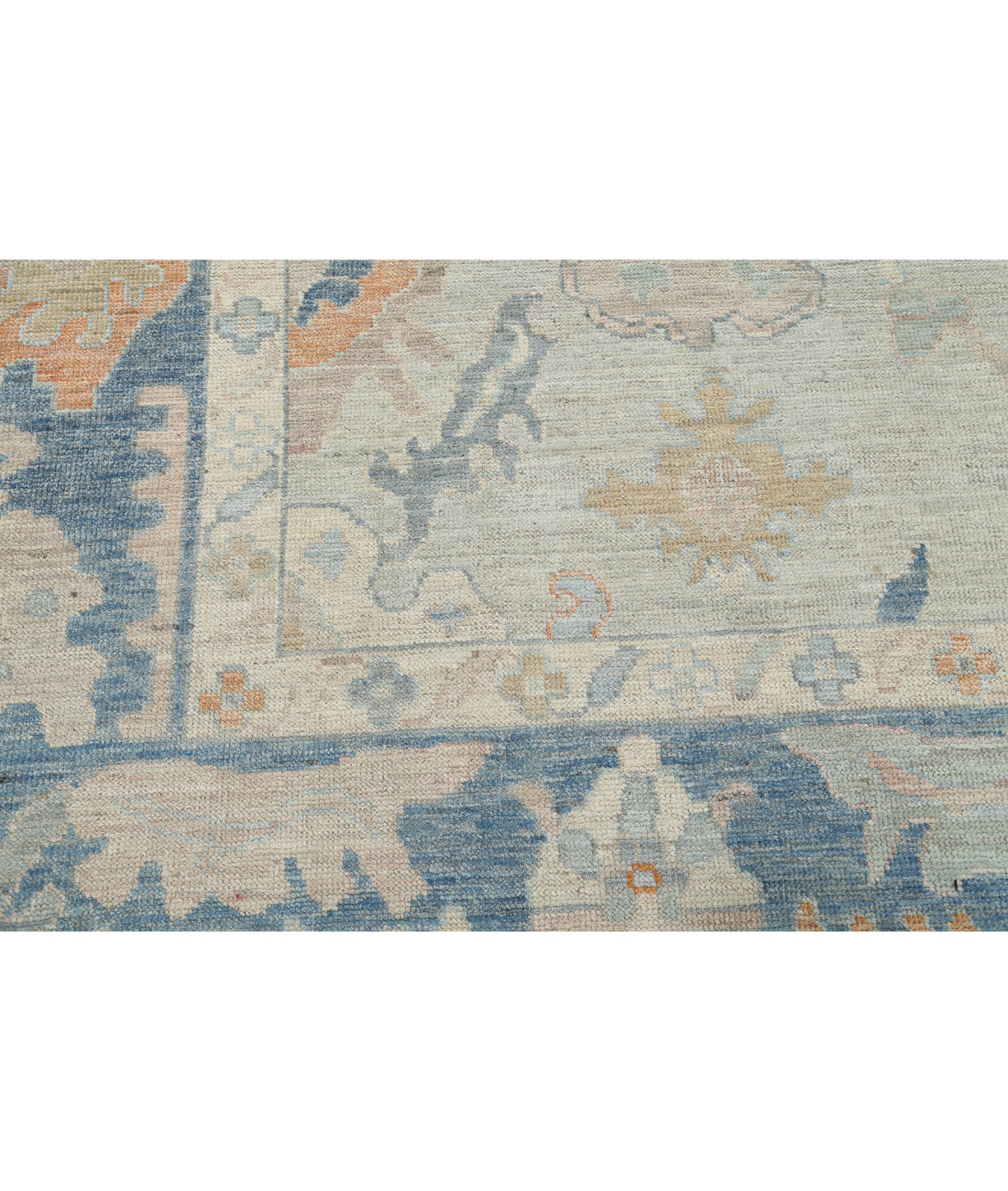 Hand Knotted Oushak Wool Rug - 10'4'' x 14'2'' 10'4'' x 14'2'' (310 X 425) / Blue / Blue