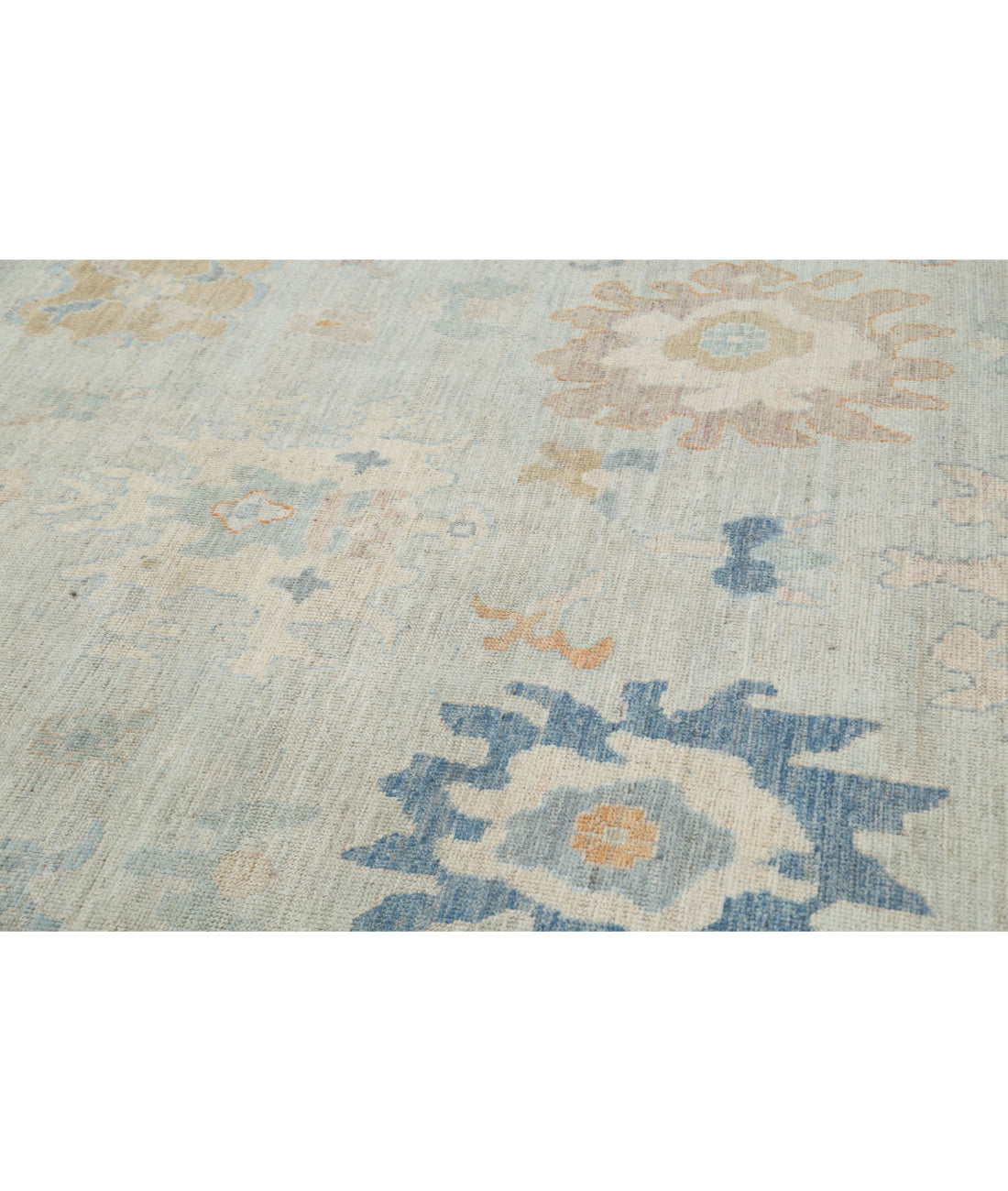 Hand Knotted Oushak Wool Rug - 10'4'' x 14'2'' 10'4'' x 14'2'' (310 X 425) / Blue / Blue