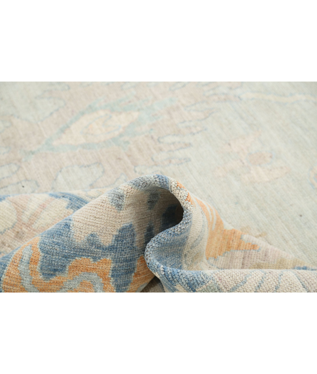 Hand Knotted Oushak Wool Rug - 10'4'' x 14'2'' 10'4'' x 14'2'' (310 X 425) / Blue / Blue