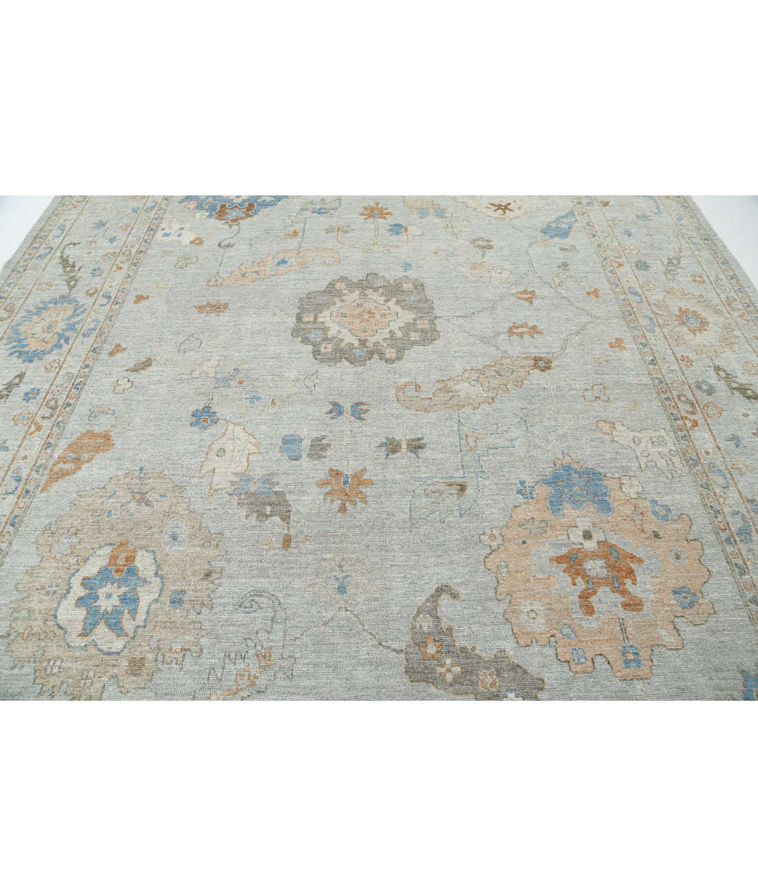 Hand Knotted Oushak Wool Rug - 10'2'' x 14'0'' 10'2'' x 14'0'' (305 X 420) / Blue / Blue