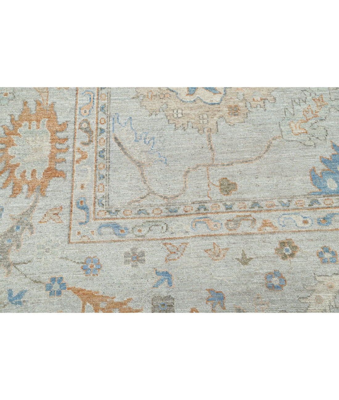 Hand Knotted Oushak Wool Rug - 10'2'' x 14'0'' 10'2'' x 14'0'' (305 X 420) / Blue / Blue