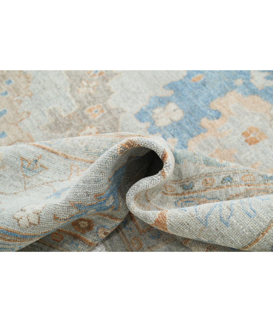 Hand Knotted Oushak Wool Rug - 10'2'' x 14'0'' 10'2'' x 14'0'' (305 X 420) / Blue / Blue