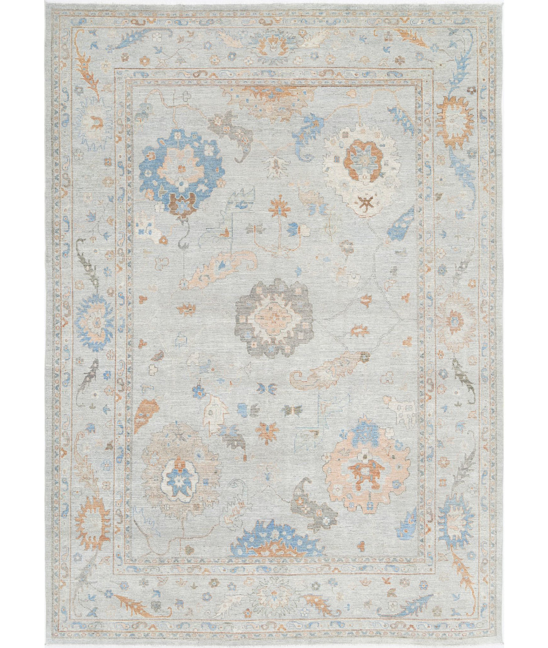 Hand Knotted Oushak Wool Rug - 10'2'' x 14'0'' 10'2'' x 14'0'' (305 X 420) / Blue / Blue
