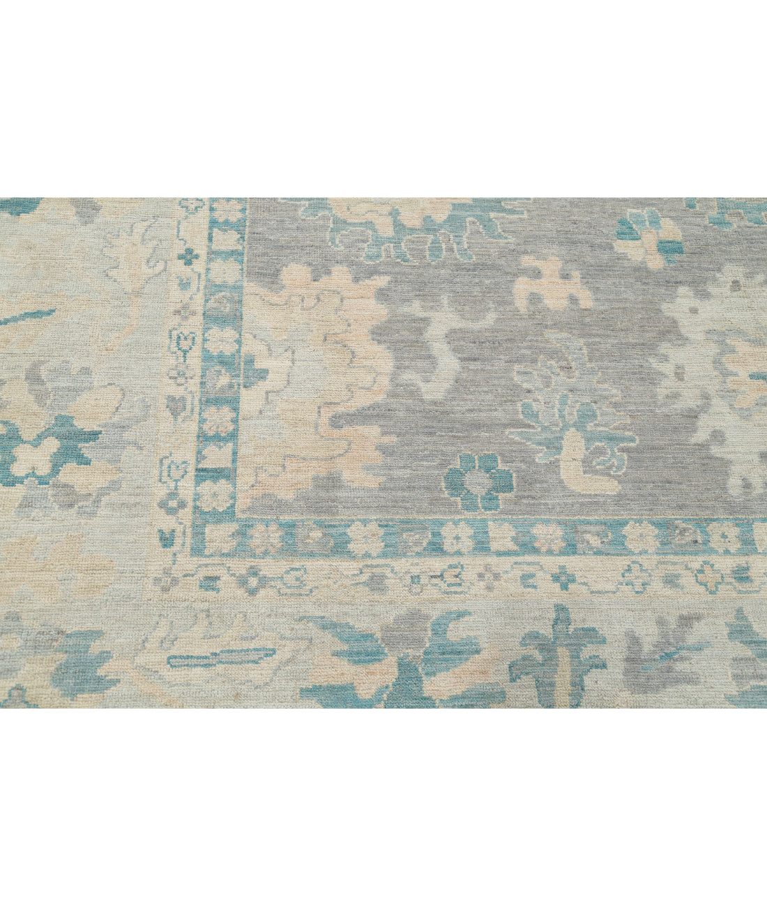 Hand Knotted Oushak Wool Rug - 9'9'' x 13'7'' 9'9'' x 13'7'' (293 X 408) / Grey / Silver