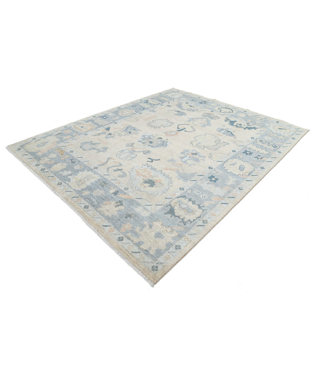 Hand Knotted Oushak Wool Rug - 8'0'' x 9'10'' 8'0'' x 9'10'' (240 X 295) / Taupe / Grey