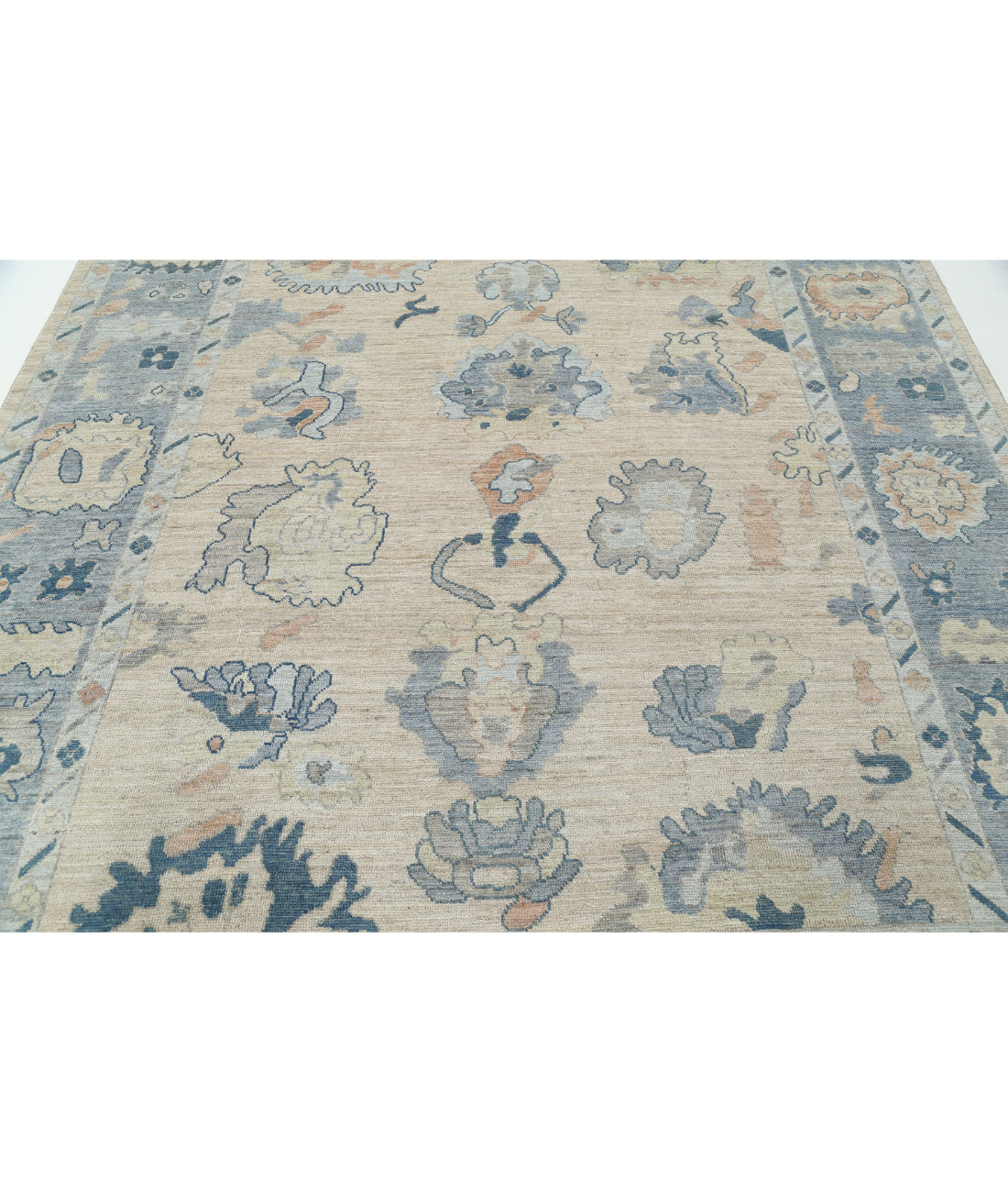Hand Knotted Oushak Wool Rug - 8'0'' x 9'10'' 8'0'' x 9'10'' (240 X 295) / Taupe / Grey
