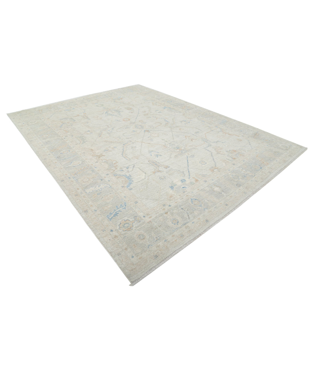 Hand Knotted Oushak Wool Rug - 9'0'' x 11'11'' 9'0'' x 11'11'' (270 X 358) / Silver / Grey