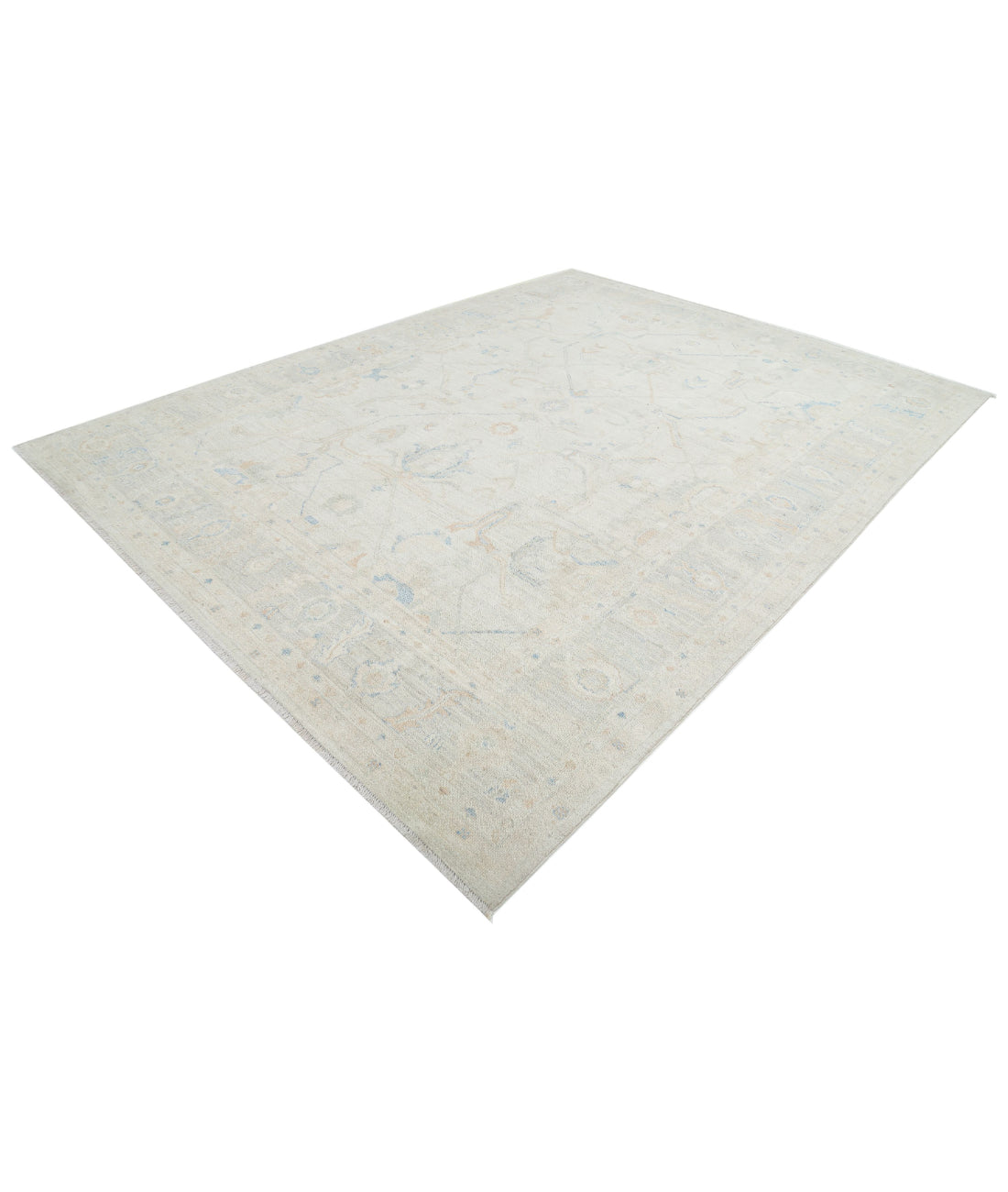 Hand Knotted Oushak Wool Rug - 9'0'' x 11'11'' 9'0'' x 11'11'' (270 X 358) / Silver / Grey