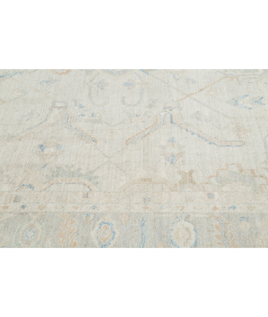 Hand Knotted Oushak Wool Rug - 9'0'' x 11'11'' 9'0'' x 11'11'' (270 X 358) / Silver / Grey