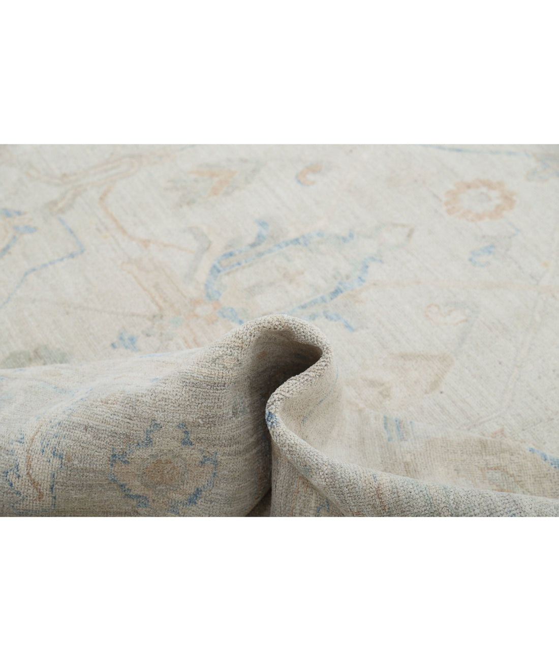 Hand Knotted Oushak Wool Rug - 9'0'' x 11'11'' 9'0'' x 11'11'' (270 X 358) / Silver / Grey