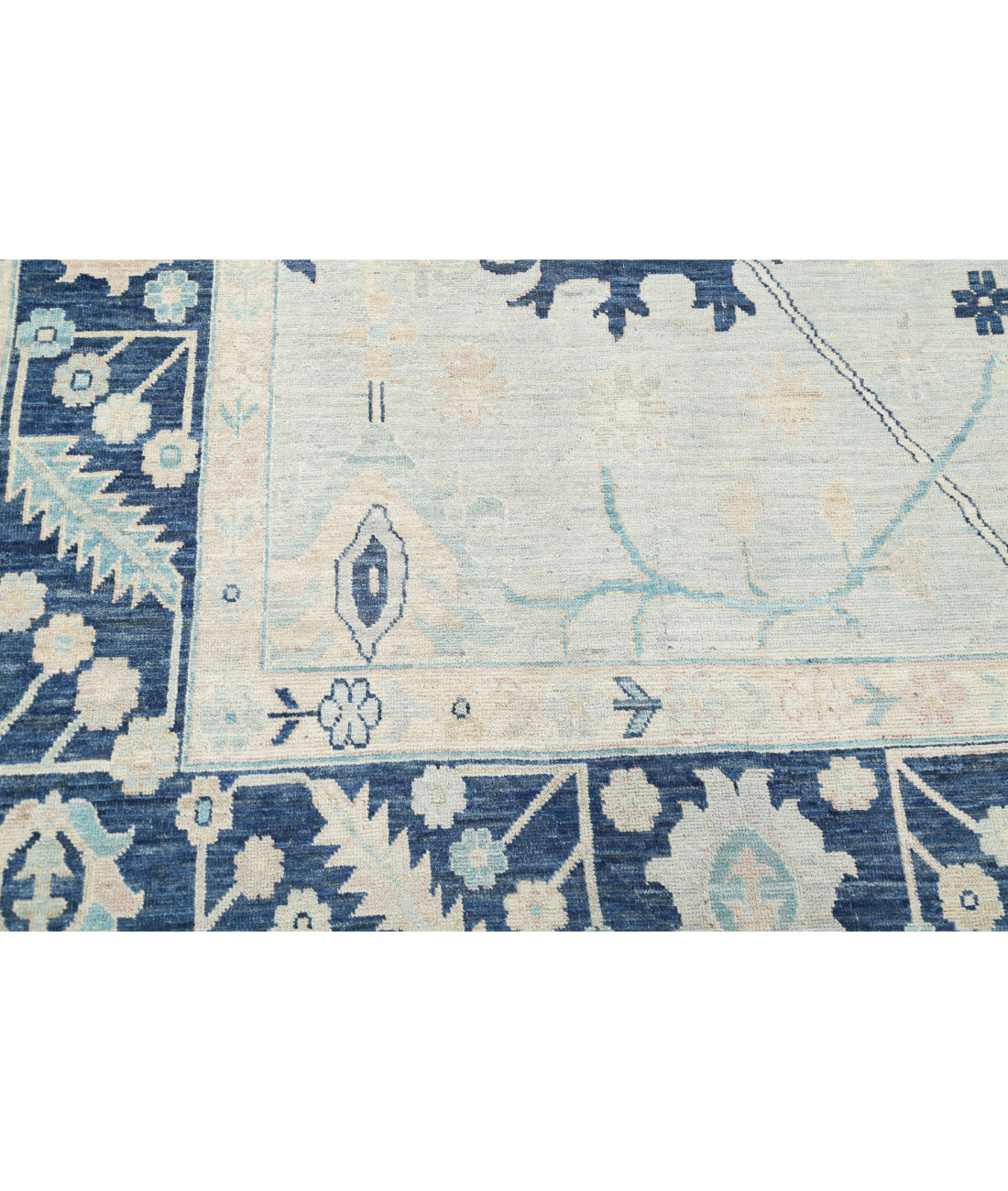 Hand Knotted Oushak Wool Rug - 8'9'' x 12'6'' 8'9'' x 12'6'' (263 X 375) / Silver / Blue
