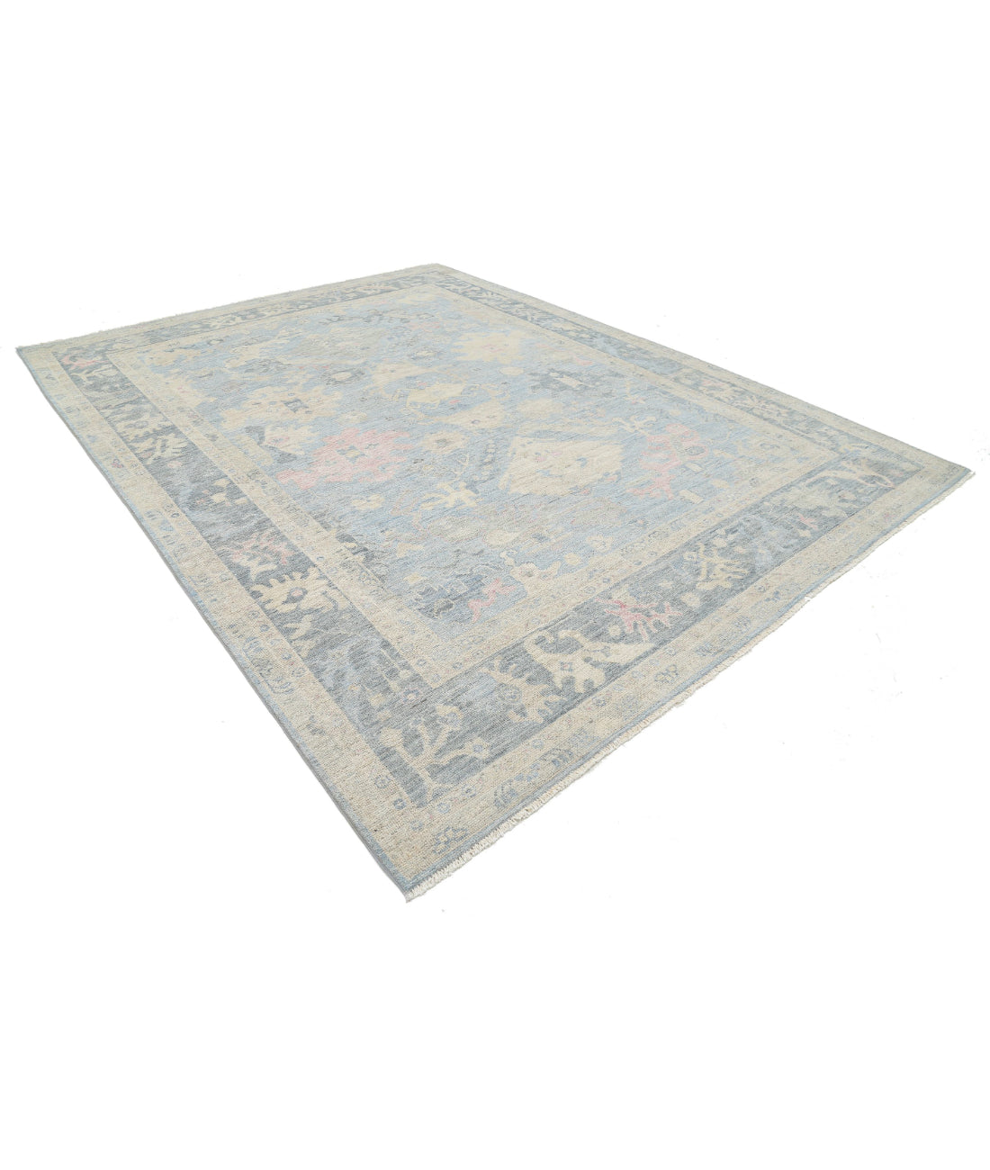 Hand Knotted Oushak Wool Rug - 9'2'' x 12'0'' 9'2'' x 12'0'' (275 X 360) / Blue / Grey