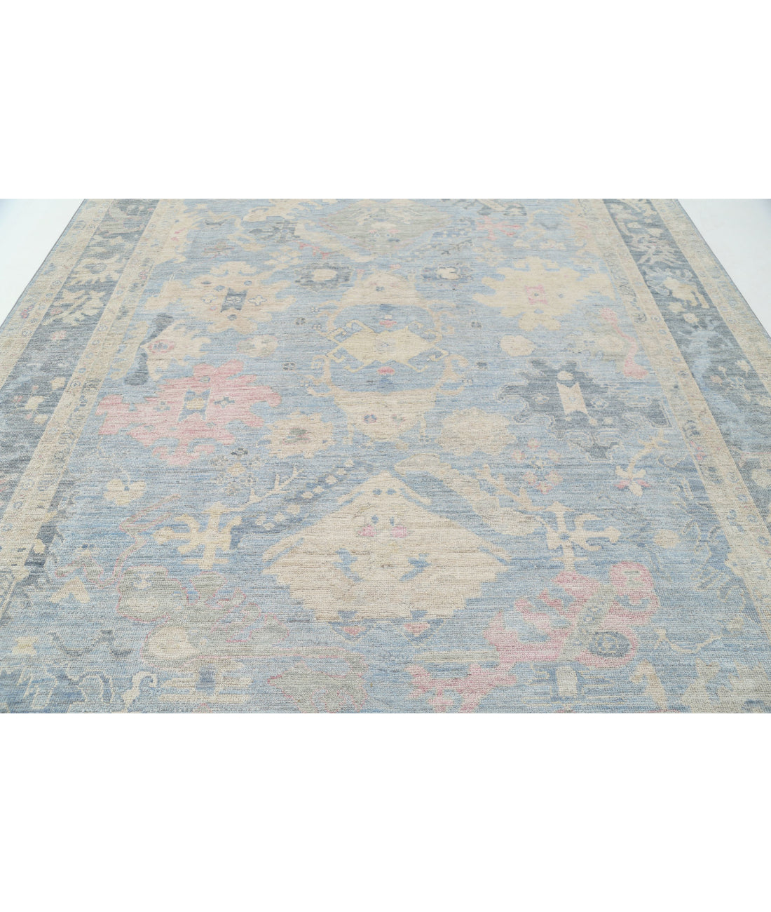 Hand Knotted Oushak Wool Rug - 9'2'' x 12'0'' 9'2'' x 12'0'' (275 X 360) / Blue / Grey
