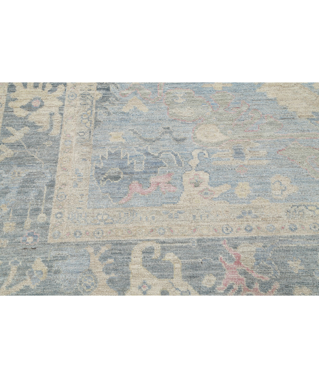 Hand Knotted Oushak Wool Rug - 9'2'' x 12'0'' 9'2'' x 12'0'' (275 X 360) / Blue / Grey