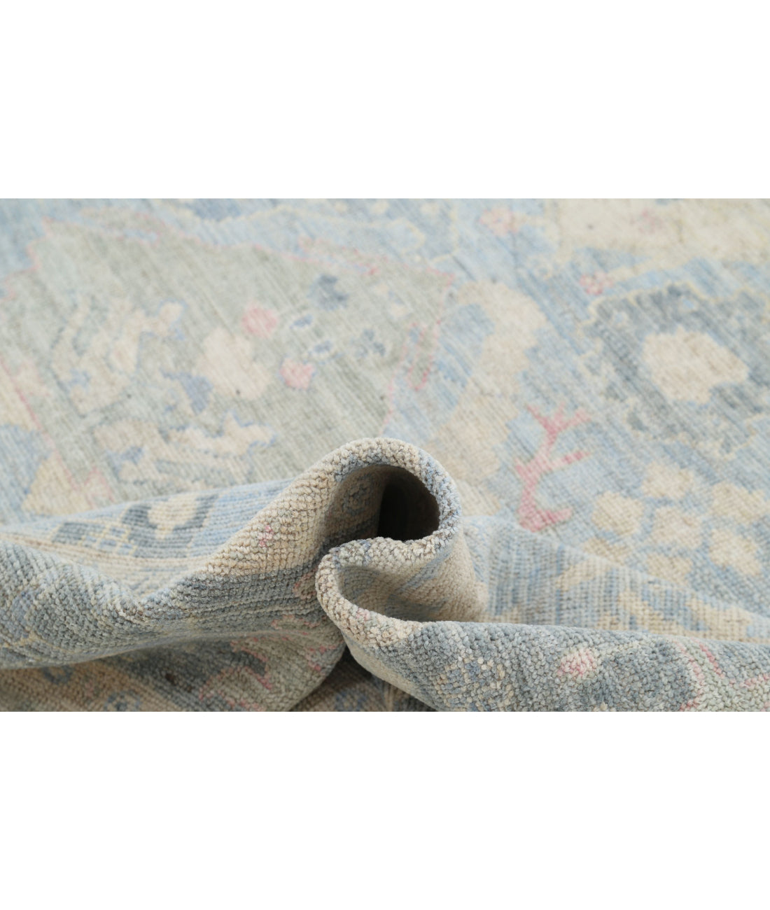 Hand Knotted Oushak Wool Rug - 9'2'' x 12'0'' 9'2'' x 12'0'' (275 X 360) / Blue / Grey
