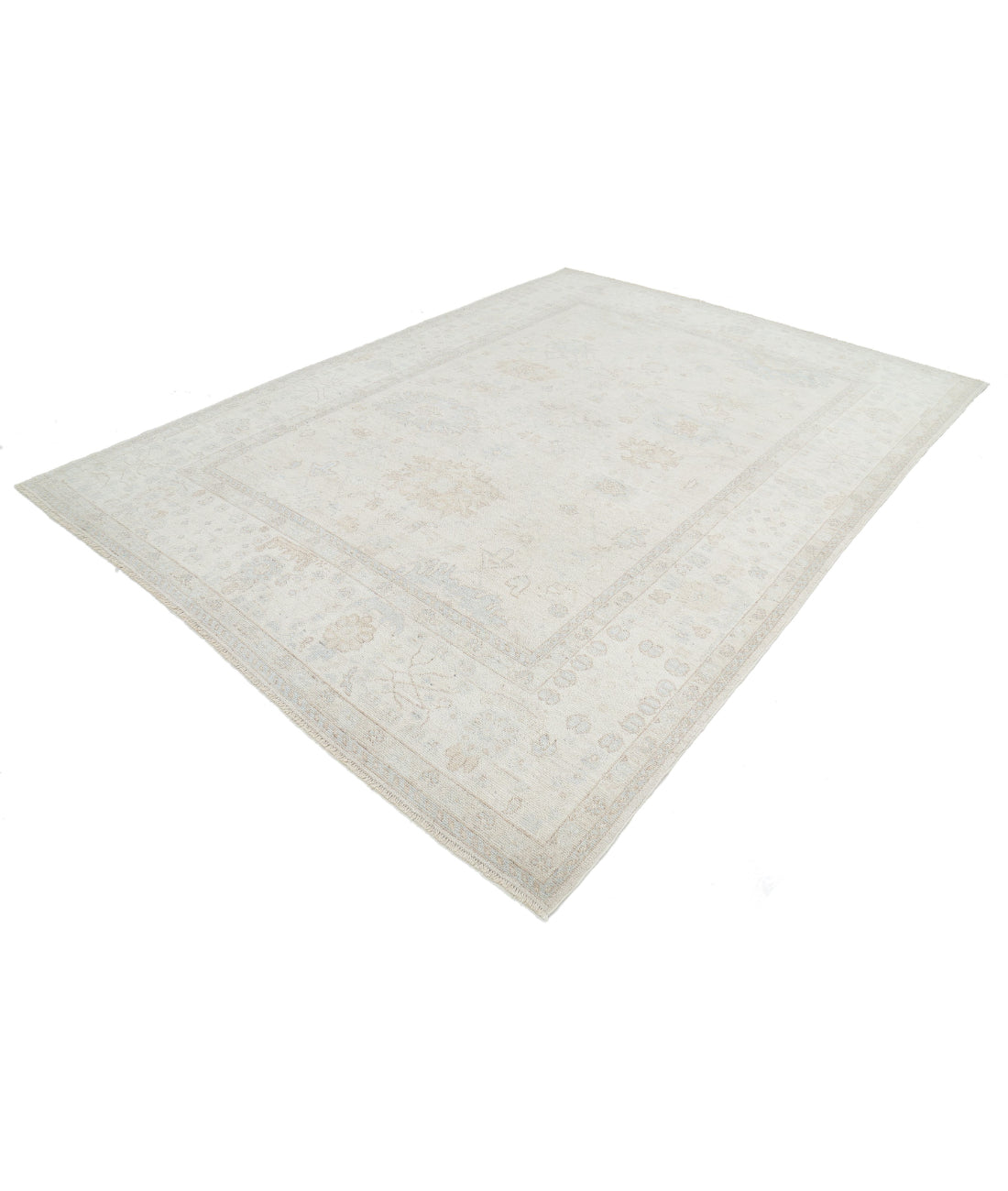 Hand Knotted Oushak Wool Rug - 8'0'' x 11'0'' 8'0'' x 11'0'' (240 X 330) / Silver / Ivory