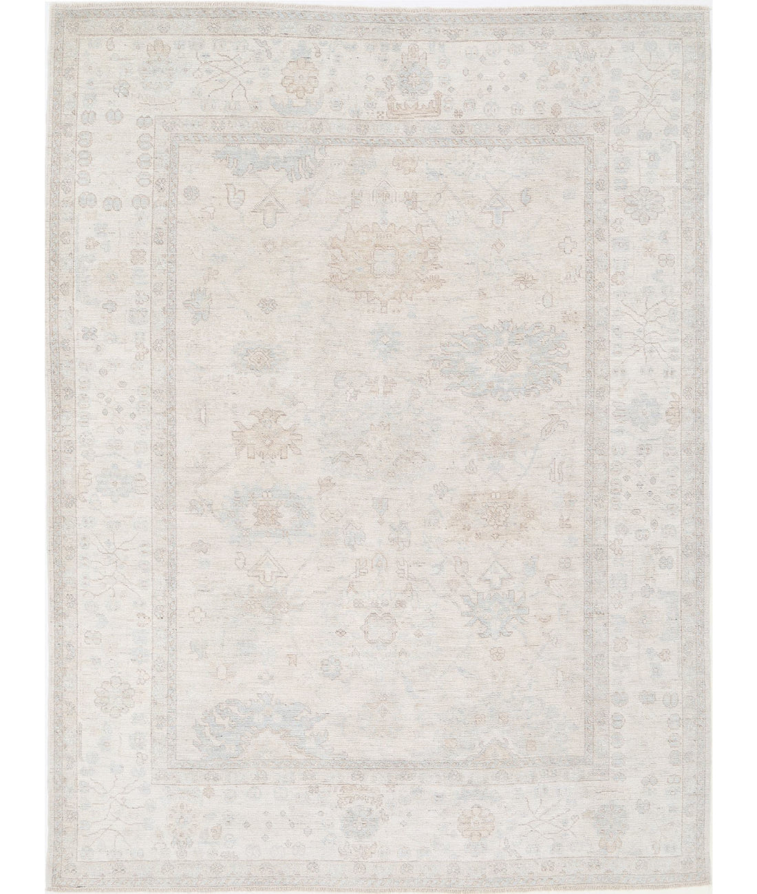 Hand Knotted Oushak Wool Rug - 8'0'' x 11'0''