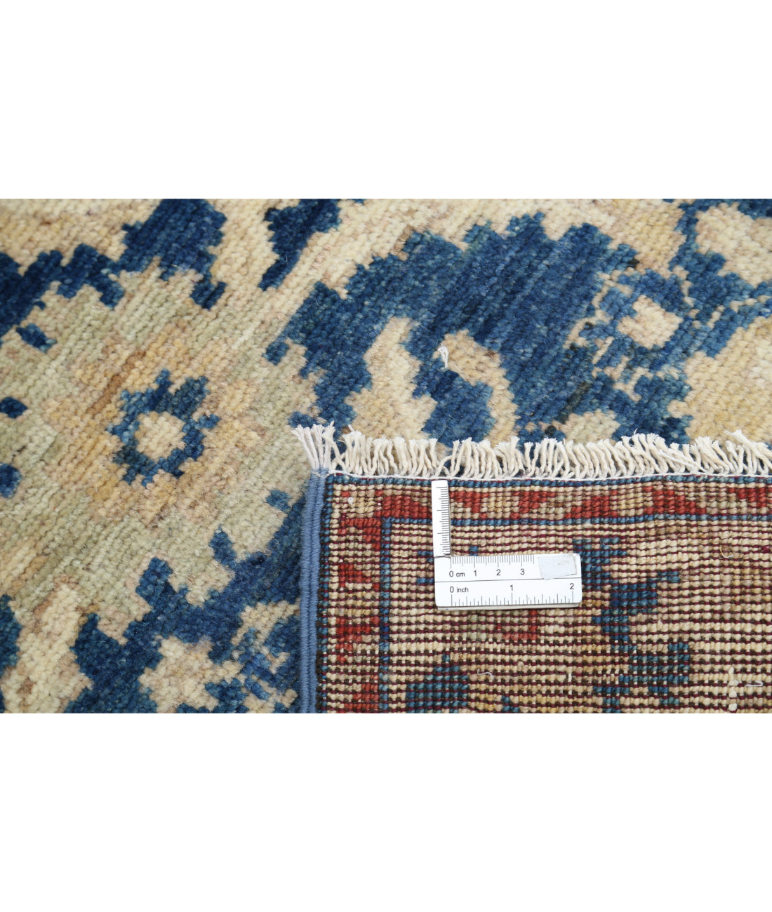 Hand Knotted Oushak Wool Rug - 4'1'' x 5'10'' 4'1'' x 5'10'' (123 X 175) / Blue / Ivory