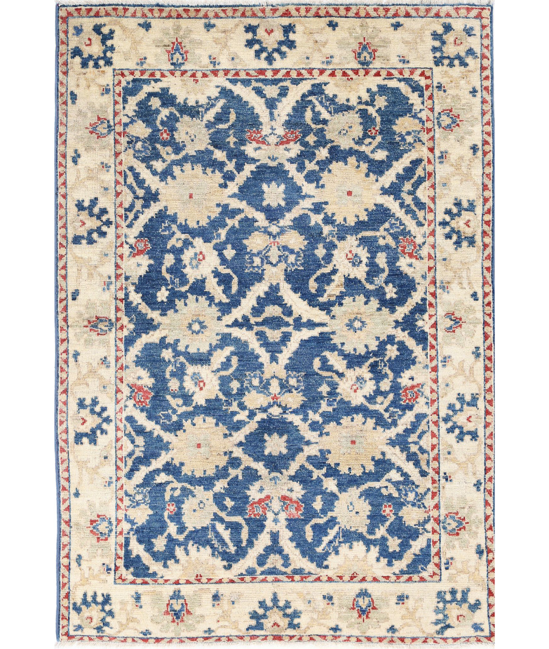 Hand Knotted Oushak Wool Rug - 4'1'' x 5'10''