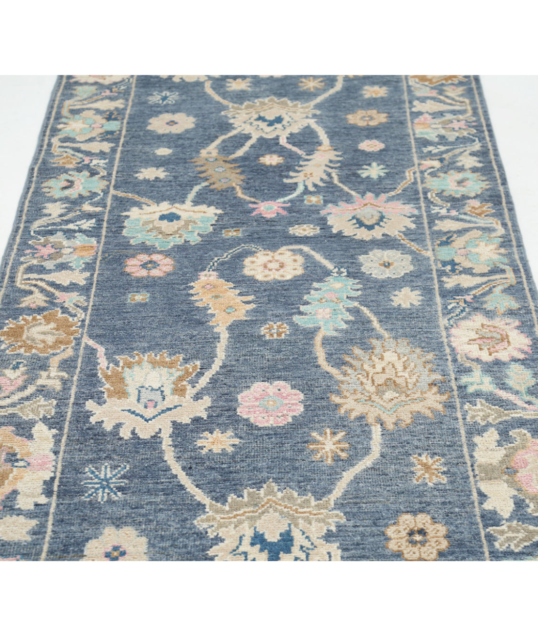Hand Knotted Oushak Wool Rug - 3'1'' x 11'9'' 3'1'' x 11'9'' (93 X 353) / Grey / Grey