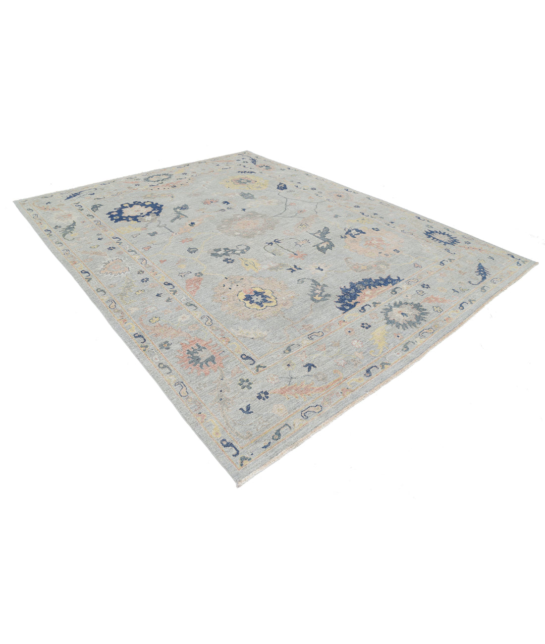 Hand Knotted Oushak Wool Rug - 9'1'' x 11'9'' 9'1'' x 11'9'' (273 X 353) / Blue / Blue