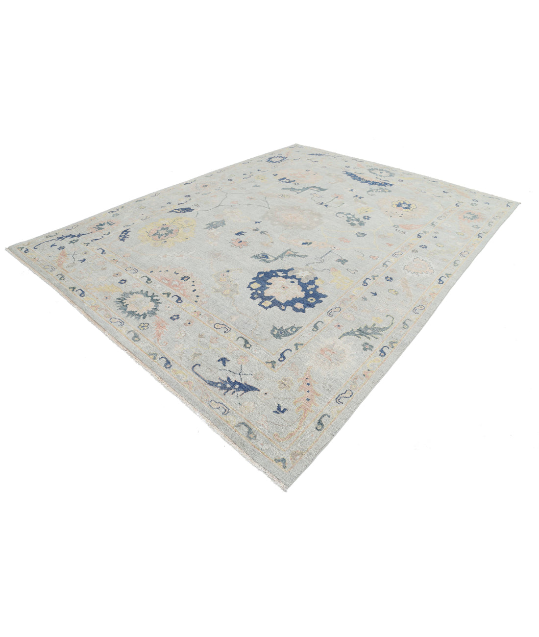 Hand Knotted Oushak Wool Rug - 9'1'' x 11'9'' 9'1'' x 11'9'' (273 X 353) / Blue / Blue