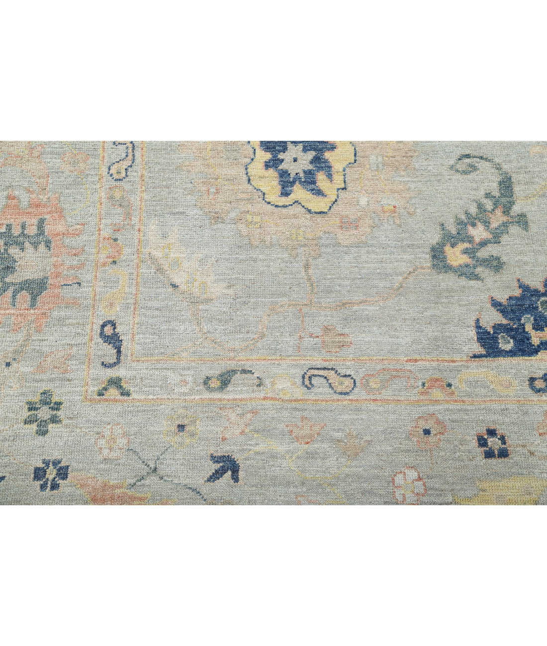 Hand Knotted Oushak Wool Rug - 9'1'' x 11'9'' 9'1'' x 11'9'' (273 X 353) / Blue / Blue