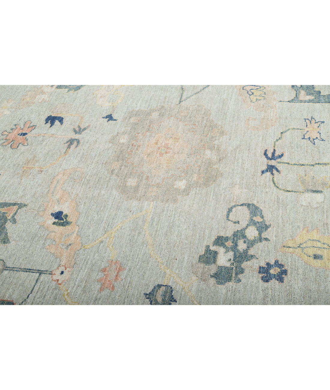 Hand Knotted Oushak Wool Rug - 9'1'' x 11'9'' 9'1'' x 11'9'' (273 X 353) / Blue / Blue